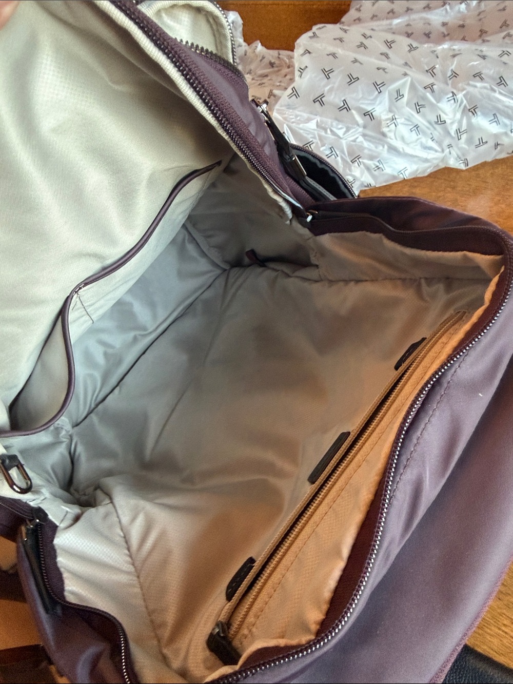 Tumi Women's Eggplant Nylon Backpack with Titanium-Tone Zipper Accents - Picture 7 of 13